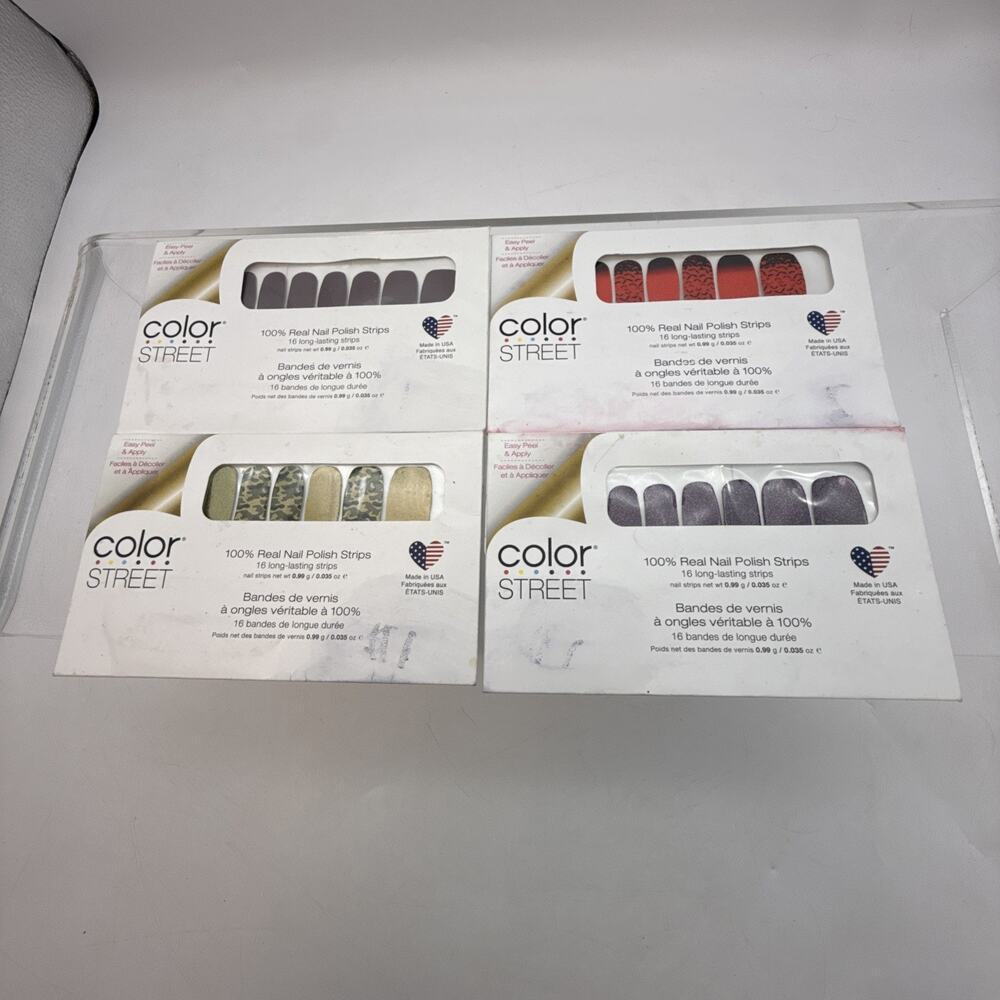 4 Packs Color Street Nail Polish Strips Night Terror, Do Your Fang, Glam-Ouflage